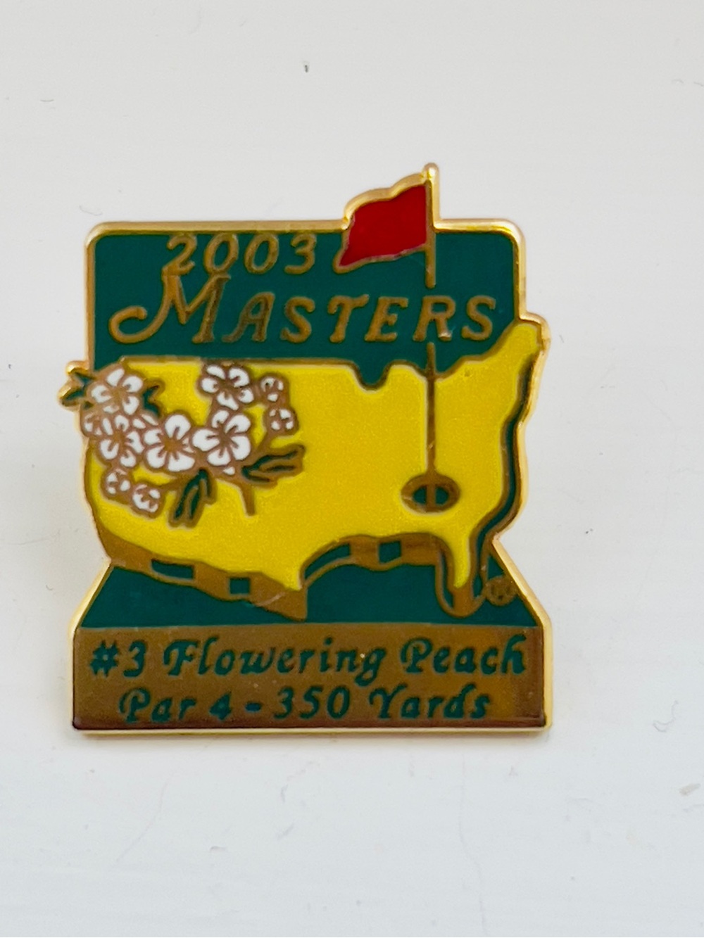 2003 Augusta Masters Golf Souvenir Enamel Lapel Pin Hole 3 Flowering Peach